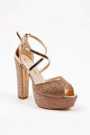 Gold Ayna Full Taş Topuklu Kadın Abiye Ayakkabı Kadın Topuklu Şık Gece Ayakkabısı Yüksek Topuk