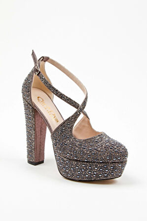 Gold Full Inci Topuklu Kadın Abiye Ayakkabı Kadın Topuklu Şık Gece Ayakkabısı Zarif Tasarım