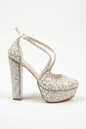 Gold Full Inci Topuklu Kadın Abiye Ayakkabı Kadın Topuklu Şık Gece Ayakkabısı Zarif Tasarım