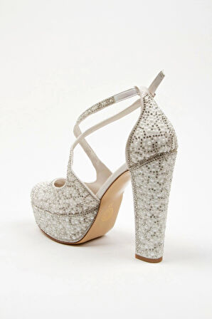 Gold Full Inci Topuklu Kadın Abiye Ayakkabı Kadın Topuklu Şık Gece Ayakkabısı Zarif Tasarım