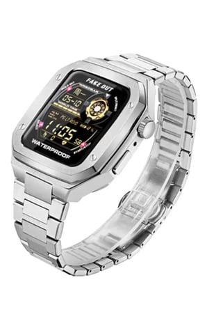 Apple Watch 44mm Metal Petek Kasalı Kordon - Siyah