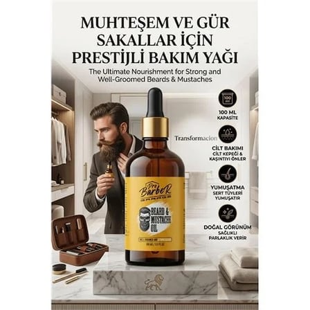 Yoğun Sakal Ve Bıyıklara Bakım Yağı Yumuşatıcı Kaşıntı Kepek Önleyici Serum 100ml 723074