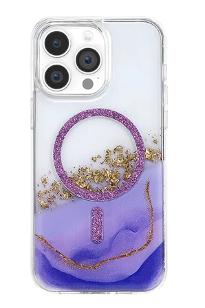Onegif Apple iPhone 14 Pro Max Lotus Simli Magsafe Kapak - Mor