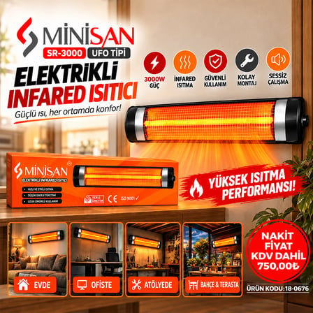 Ufo Tipi) Elektrikli Isıtıcı Infared Soba ( 3000W)