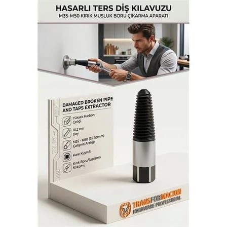 Kırık Boru Çıkarıcı M35-m50 Ters Kılavuz Musluk Sökme Aparatı 723241