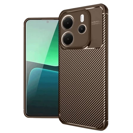 Xiaomi Redmi Note 14 4G Kılıf Auto Focus Karbon Kapak - Kahverengi