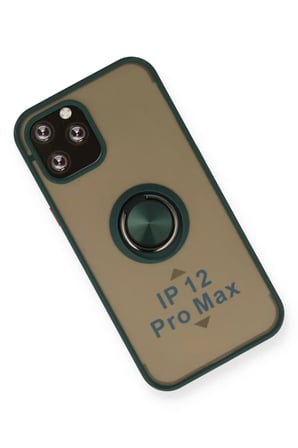 Apple iPhone 12 Pro Kılıf Montreal Yüzüklü Silikon Kapak - Yeşil