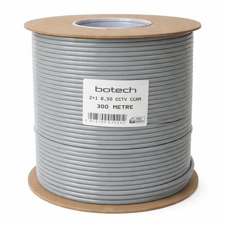 Botech 300 Metre 2+1 0.50mm CCA Koaksiyel CCTV Kamera Kablosu