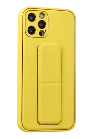 Apple iPhone 12 Pro Kılıf Coco Deri Standlı Kapak - Sarı