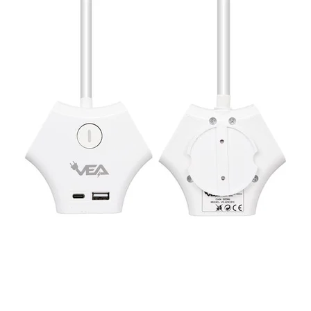 Vea VE-G903YC 3’lü USB+ Type-C Girişli Anahtarlı 1.5 Metre Grup Priz