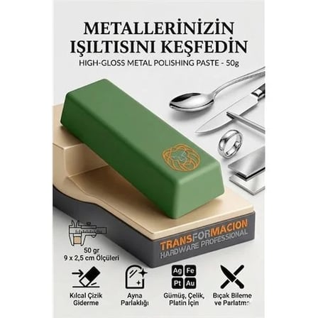 Yeşil Cila 50gr Çelik, Platin, Beyaz Altın, Titanyum Ve Krom Ayna Parlaklığı Parlaklık Macunu 723043