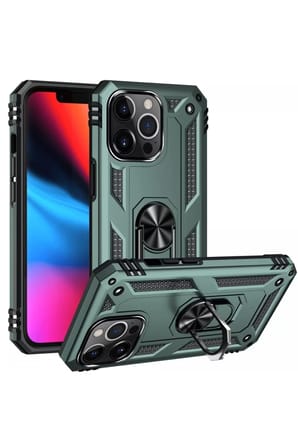 Apple Uyumlu iPhone 14 Pro Kılıf Sofya Yüzüklü Silikon Kapak - Yeşil