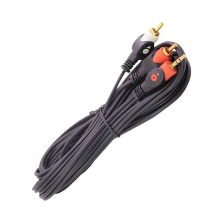 PM-1841 Siyah 2 Rca Erkek + 3.5 Mm Stereo Erkek Gold Uç 10 Metre Ses Kablosu