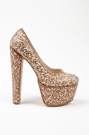 Gümüş Full Inci Topuklu Kadın Abiye Ayakkabı Kadın Topuklu Şık Gece Ayakkabısı Zarif Tasarım