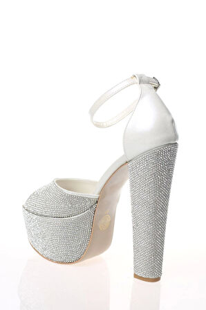 Kadın Sedef Cilt Full Taş Abiye Ayakkabı Kadın Topuklu Şık Gece Ayakkabısı Zarif Tasarım