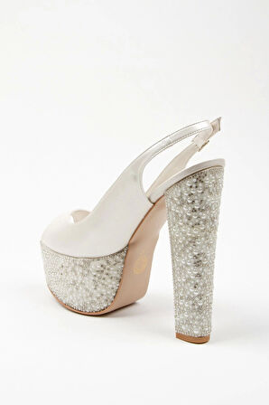 Sedef Cilt Ökçe Poli Inci Topuklu Kadın Abiye Ayakkabı Kadın Topuklu Şık Gece Ayakkabısı