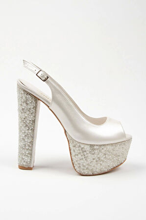 Sedef Cilt Ökçe Poli Inci Topuklu Kadın Abiye Ayakkabı Kadın Topuklu Şık Gece Ayakkabısı