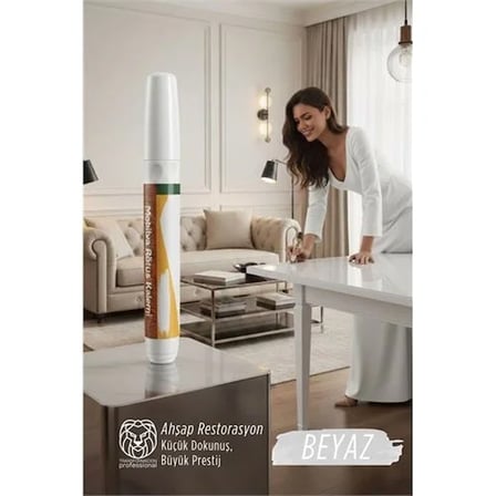 Beyaz Renk Mobilya Rötüş Kalemi – Lake Ve Ahşap Yüzeyler İçin Çizik Ve Restorasyon Kalemi 722789