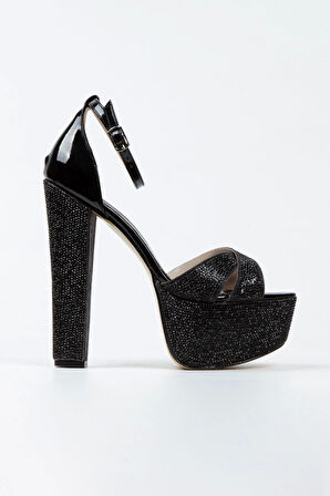 Gold Ayna Janjan Taşlı Çapraz Model Klasik Topuklu Platformlu Kadın Abiye Ayakkabı Kadın Topuklu Şık