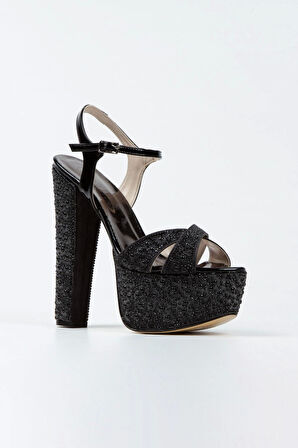 Gold Ayna Full Inci Taşlı Çapraz Model Klasik Topuklu Platformlu Kadın Abiye Ayakkabı Kadın Topuklu