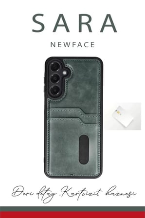 Samsung Galaxy A36 Kılıf Sara Kartvizitli Deri Kılıf - Lacivert