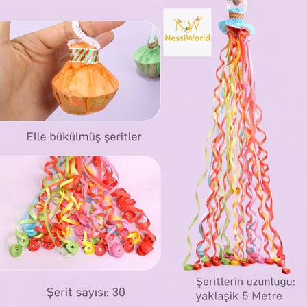 ErturkStore Konfeti Doğum Günü Parti Süsleme 30 Şeritli 5 Metre