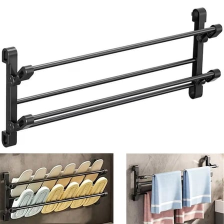 SN-30748 Siyah Duvara Monte 65 Cm Çok Amaçlı Pratik Terlik Ayakkabı Ve Havlu Düzenleyici