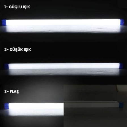 T550 50cm 60W Çubuk Portatif LED Işıldak Şarjlı Tüp Lamba 1500mAh