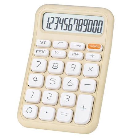 PM-25408 Krem Renk Beyaz Tuş 12 Haneli Hesap Makinesi