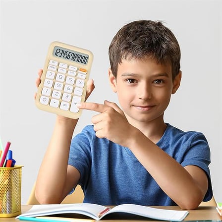 PM-25408 Krem Renk Beyaz Tuş 12 Haneli Hesap Makinesi