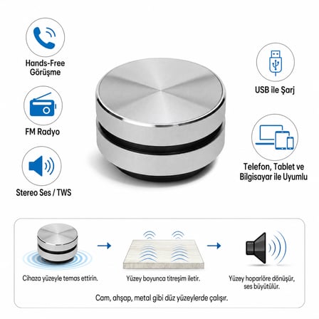 Kablosuz Kemik Ses Hoparlör Siyah 5.0 Bluetooth Yapışkanlı İletim Özellikli Dahili Stereo Fm Taşınabilir - Gri