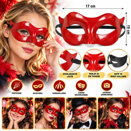 Kırmızı Renk Masquerade Kostüm Partisi Venedik Balo Maskesi