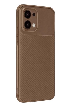 Oppo A6 Pro 4G Auto Focus Karbon Kapak - Kahverengi