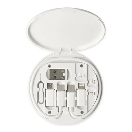 ErturkStore SN06 3in1 Şarj ve Data Kablosu, Kart Düzenleyici, Beyaz, USB 2.0