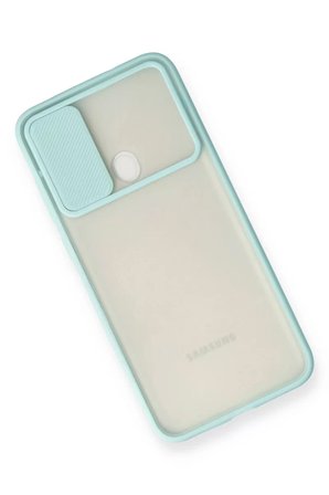 Samsung Uyumlu Galaxy A11 Kılıf Palm Buzlu Kamera Sürgülü Silikon - Turkuaz