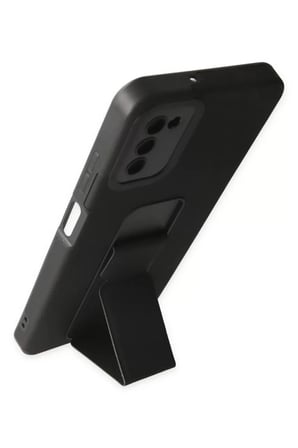 Samsung Galaxy A03S Kılıf Mega Standlı Silikon - Siyah