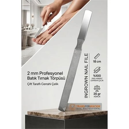 Sadece Batık Tırnaklara 2 Mm Kalınlık Özel Törpü - Çift Taraflı Cerrahi Çelik 723302
