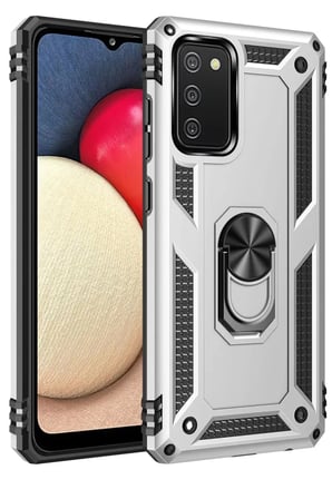 Samsung Galaxy A02S Kılıf Sofya Yüzüklü Silikon Kapak - Gümüş