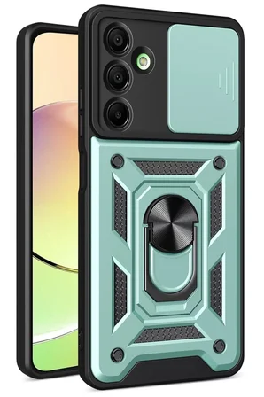 Samsung Galaxy A56 Kılıf Pars Lens Yüzüklü Silikon - Yeşil