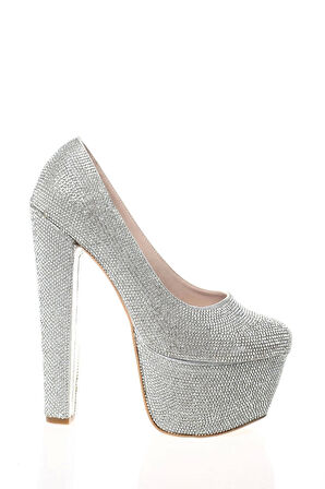 Kadın Gold Full Taş Yüksek Topuk Abiye Ayakkabı Kadın Topuklu Şık Gece Ayakkabısı