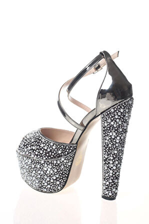 Kadın Gold Ayna Full Inci Taş Kadın Abiye Ayakkabı Kadın Topuklu Şık Gece Ayakkabısı