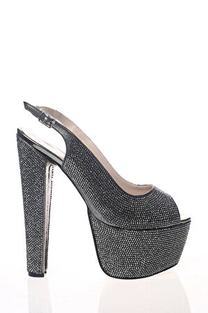 Kadın Gold Full Taş Yüksek Topuk Abiye Ayakkabı Kadın Topuklu Şık Gece Ayakkabısı