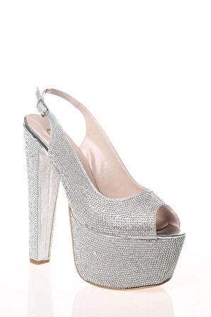 Kadın Gold Full Taş Yüksek Topuk Abiye Ayakkabı Kadın Topuklu Şık Gece Ayakkabısı