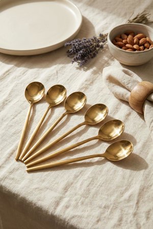 6'lı Lüks Gold Paslanmaz Çelik Yemek Kaşığı Seti (21 cm)