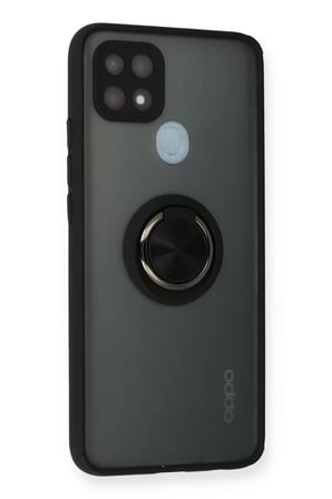 Oppo A15 Kılıf Montreal Yüzüklü Silikon Kapak - Siyah