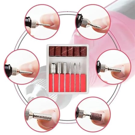 SN-27091 Hız Ayarlı Tırnak Freze Törpü Manikür Pedikür Seti 6 Başlıklı Elektrikli AC220V