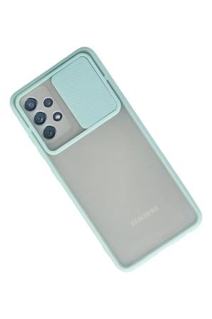Samsung Uyumlu Galaxy A52 Kılıf Palm Buzlu Kamera Sürgülü Silikon - Turkuaz