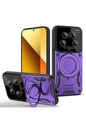 Xiaomi Mi 14 Ultra Kılıf Joy Lens Standlı Kapak - Mor