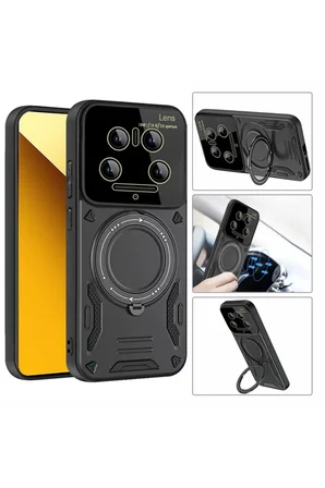 Xiaomi Mi 14 Ultra Kılıf Joy Lens Standlı Kapak - Mor