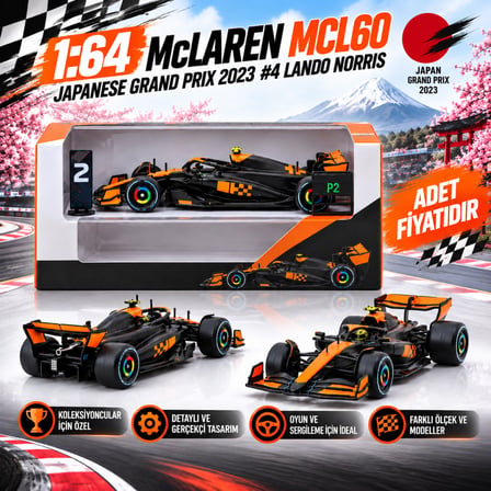 1/64 McLaren MCL60 Japanese Grand Prix 2023 #4 Lando Norris - x iXO Models (adet fiyatıdır)